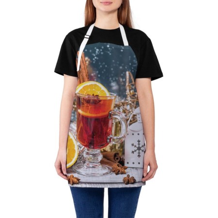 Apron of a kitchen with a photo print “The mood to warm up”, adjustable, size OS