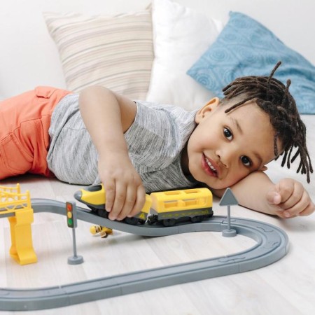Railway for children "Construction venue", 66 items, on batteries-4