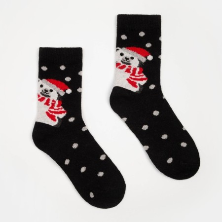 Women's socks “Bear in a hat”, black color, size 36-40-1