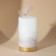 Interior candle white with concrete, bottom gold, 13 x 7 cm