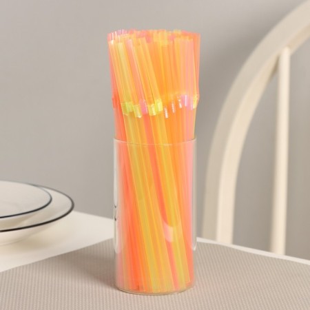 Disposable tubes for drinks, 21 cm, d = 5 mm, 100 pcs, with corrugation, color mix