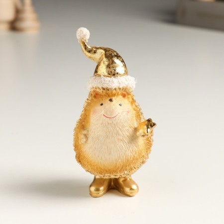 Polystone souvenir "Golden Hedgehog in the New Year's cap, with an asterisk" mix 4.5x5x11 cm-1