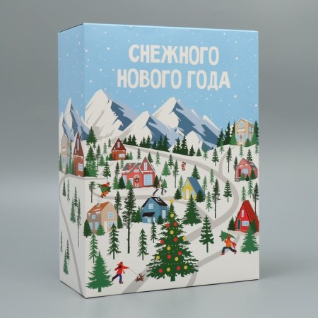 Folding box "Snow New Year", ice rink, 22 x 30 x 10 cm, new year-1