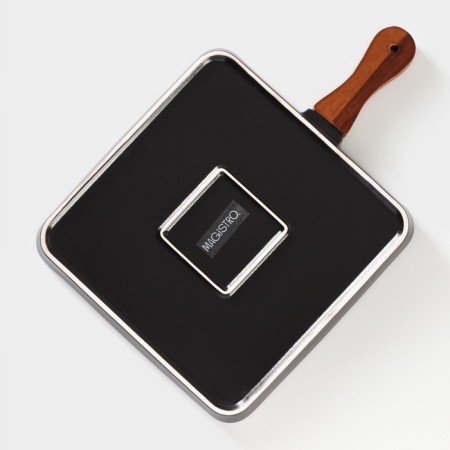 Porcelain dish for serving with a bamboo handle Magistro "Galaxy", 30 × 20.5 × 2.3 cm, black color is black-3