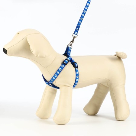 The set of stitched "paws", width 1 cm, leash 120 x 1 cm, og 23-35 cm, blue-2