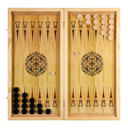 Wooden backgammon large with checkers, board game "Dog", 60 x 60 cm-2