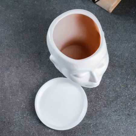 Pot - Organizer "Head" White, 1.3 l / 16x16x14cm-4