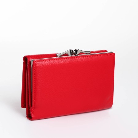Women's wallet on the button, red color-1