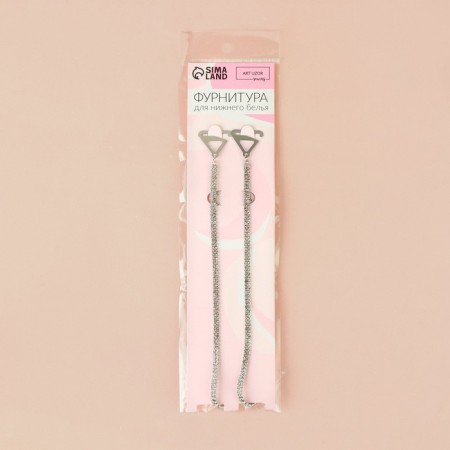 Decorative straps with rhinestones, metal fittings, 4 mm, 45 cm, steam, silver color-6