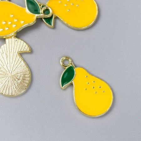 Decor for creativity metal, enamel "pear" yellow 1.9x1.2 cm