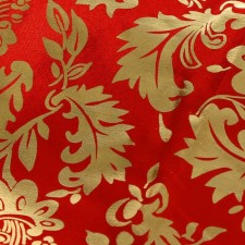 Atlas fabric gold pattern on red