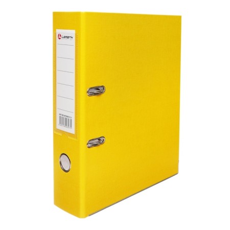 A4, 75 mm, calligrata registrar folder, PVC, embossing "lins", metallic edging, pocket for a spine, collected, yellow, mix-7