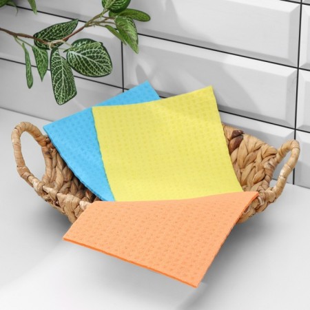 Cellulose napkins spongy shares, cleaning rags, 15 × 17 cm, 3 pcs-4