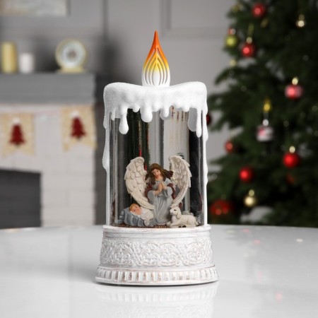 LED figure "Candle with an angel" 12.3 × 24 × 8 cm, plastic, AAX3 batteries (not in the kit), USB, glow warm white-1