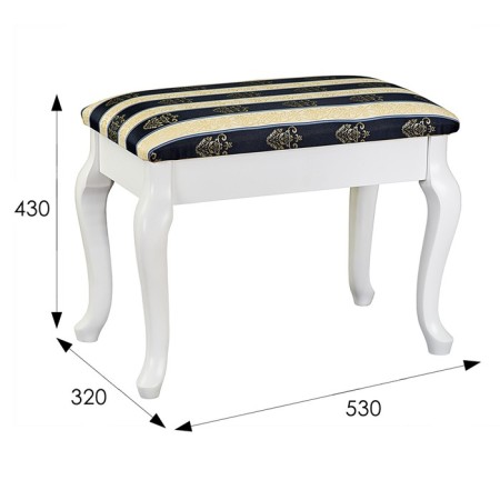 Retro banquet with a white drawer, 550x330x430, Blue strip-1