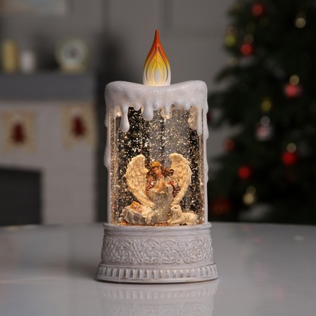 LED figure "Candle with an angel" 12.3 × 24 × 8 cm, plastic, AAX3 batteries (not in the kit), USB, glow warm white
