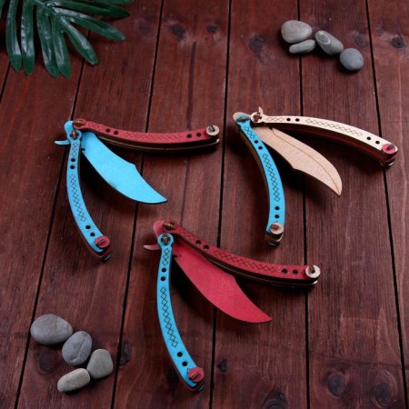 Wooden souvenir "Butterfly knife" painted, color mix-3