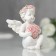 Figure Polystone "Angel with a heart of pink roses" 7.5x6x6 cm