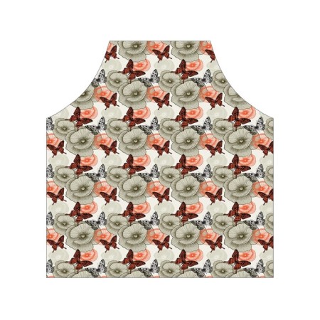 Apron kitchen with a photo print "Butterflies on flowers", adjustable, size OS-2
