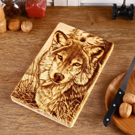 Board from the massif “wolf”, rectangular, 18 × 28 cm No. 240