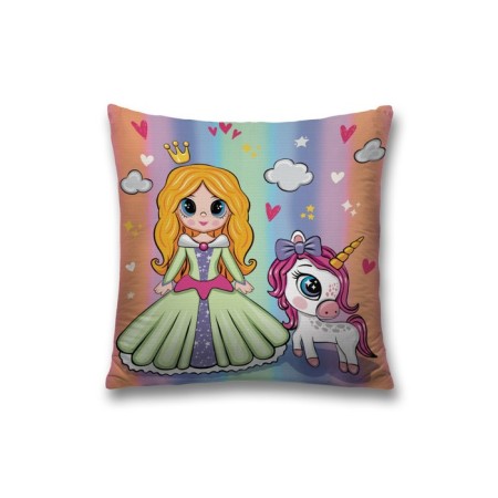 Decorative pillowcase "Princess and unicorn", on lightning, size 45x45 cm