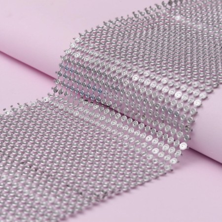 Tape with imitation of convex rhinestones, 11.5 cm, 9 ± 1 m, silver color-2