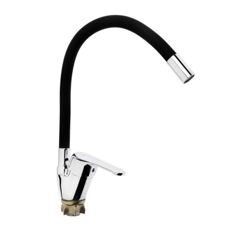 Accoona A4844F kitchen mixer, single -leaf, silicone spout, silumin, black/chrome-1
