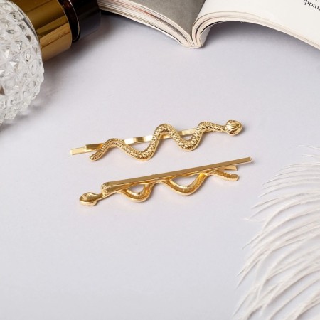 Invisibility for hair "Liberty" (set 2 pcs) snakes, 6.5 cm, gold-1