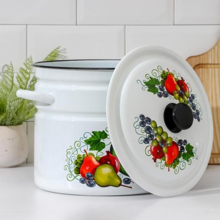 Cylindrical pan, 10 l, enameled cover, induction, sample mix-1