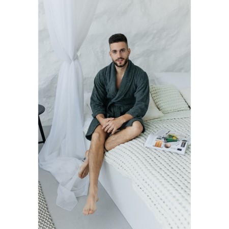 Tainted male robe, size 50, dark green color-4