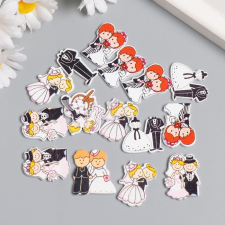Decor tree for creativity "Wedding" set of 15 pcs mix 2.4x2.2 cm