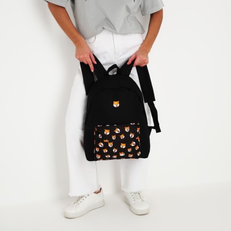 Backpack Siberian Siba-Inu, with pocket, black color-7