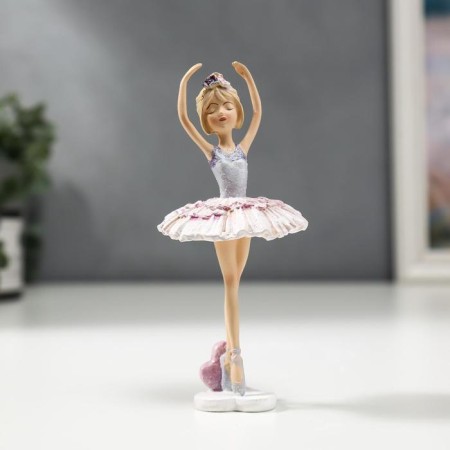 Polystone souvenir "Ballerina - pink -blue dress" 13.5x5x6 cm