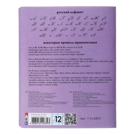 Notebook 12 sheets in the slanting line "Unicorn", cover coated cardboard, foil embossing, mix-7