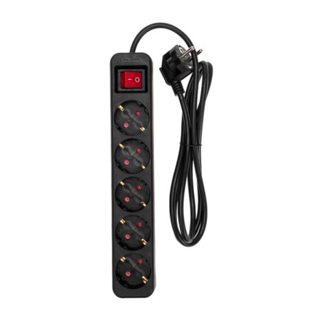 Extension cord Standard 5 Nest, 1.5m, 3x1.0mm², s/h, with a switch, black rexant