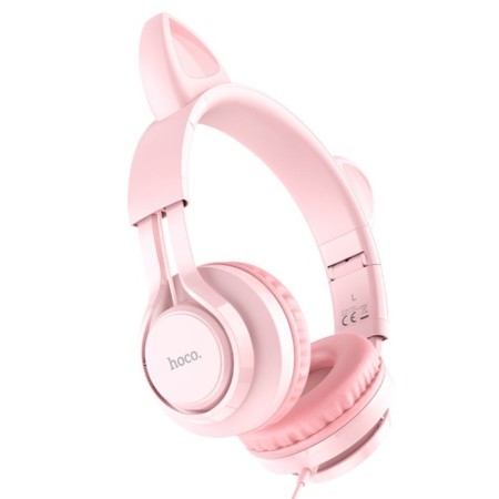Hoco W36 headphones, wired, invoices, microphone, 1.2 m, pink