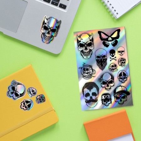 Holographic stickers (stickers) "Skull" 10x15 cm, 5-209-5