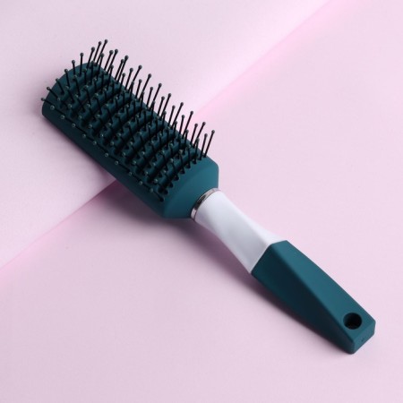 The comb massage, rubberized handle, ventilated, 4.5 × 22.5 cm, green/white color-1