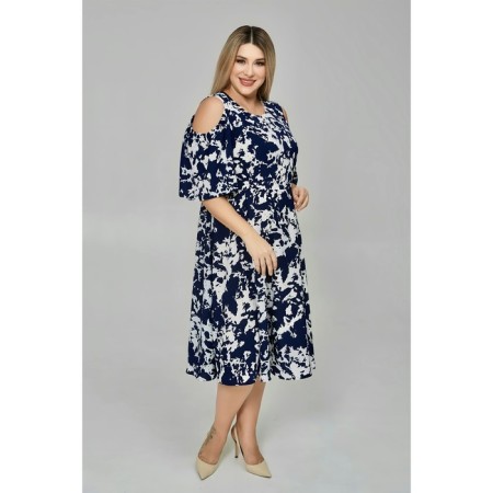 Women's dress, size 56, dark blue color-3