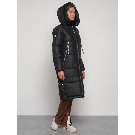 Coat insulated winter female, size 44, black color-6