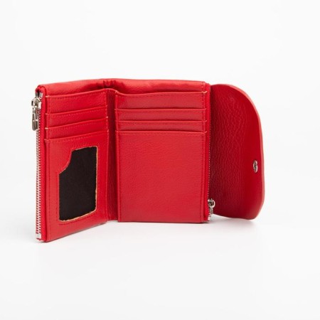 Women's wallet on the button, red color-2