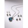 Set of 5 objects: 4 pairs fluffs, pendant “droplet”, white-white color in silver, 45 cm