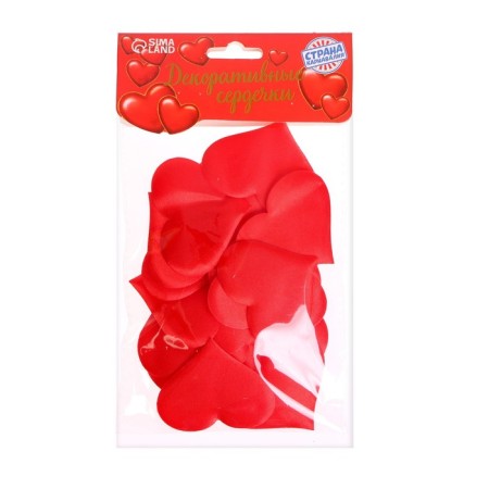 Decorative hearts, set 25 pcs., 5 cm, red color-1