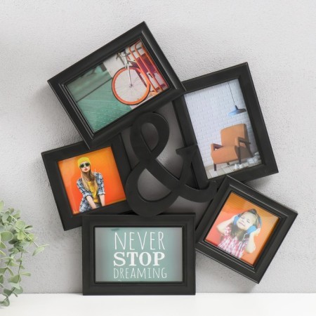 Photo frame plastic in 5 photos 10x10, 10x15 cm "and" Black 44x35 cm