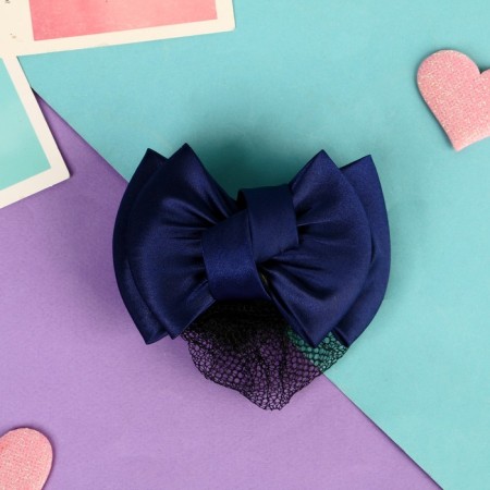 Hair machine "Bow" with a mesh for a bundle, D-10 cm, blue