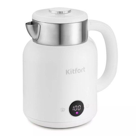 Electric kettle KitFort KT-6196-2, metal, 1.5 l, 2200 watts, white