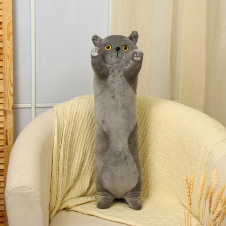 Soft toy "cat", 70 cm, gray color