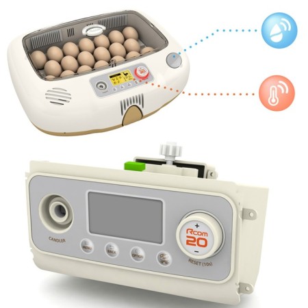 Incubator, 20 eggs, automatic coup, 65 V, with ovoscope, rcom-5