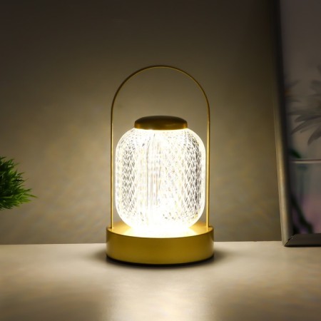 Night Sensor "Losen" LED 3W USB AKB Dimmer gold 11.5x11.5x23.5 cm Risalux-4