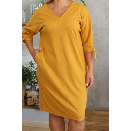 Female dress, size 50, mustard color-3